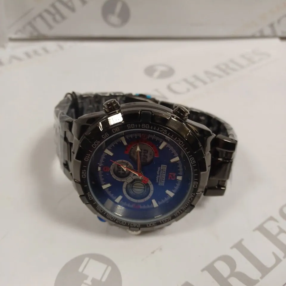 BOXED BARKERS OF KENSINGTON MEGA SPORT BLUE DIAL WATCH 