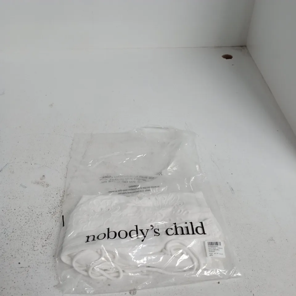 NOBODY'S CHILD JERSEY EMBROIDERY WAISTCOAT – WHITE, UK 8 (EU 36, US 4)