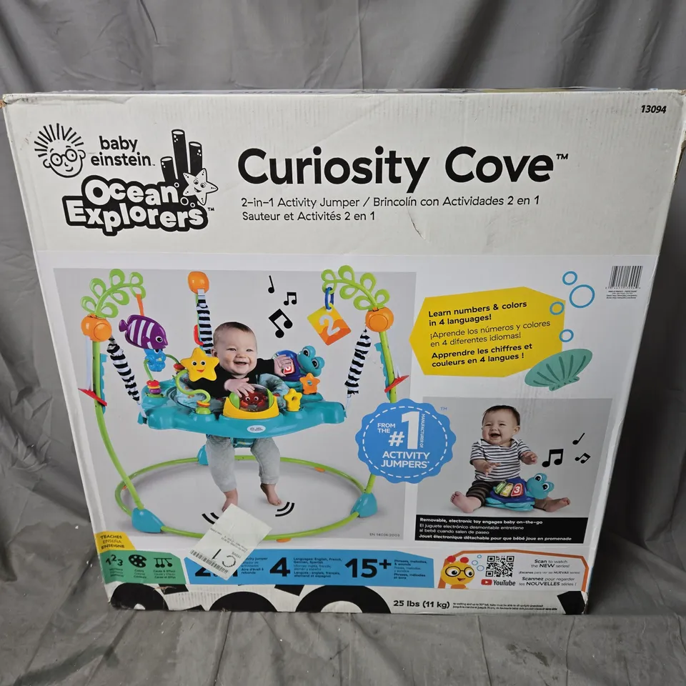 BOXED BABY EINSTEIN CURIOSITY COVE 2-IN-1 ACTIVITY JUMPER