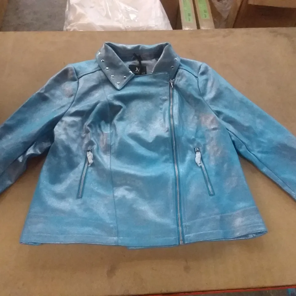 BOX OF APPROXIMATELY 12 JULIEN MACDONALD METALLIC BIKER JACKET - SIZE 20
