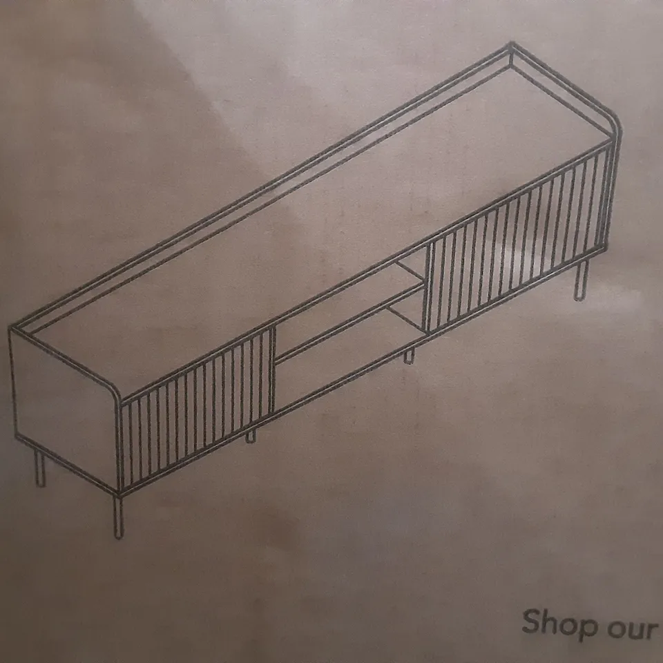BOXED GEORGI EXTRA WIDE TV UNIT IN BLACK- H54 X W180 X D40CM 