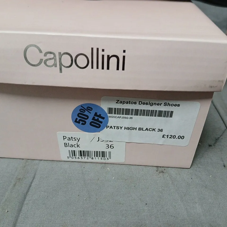 CAPOLLINI PATSY HIGH HEEL PUMPS – UK 3.5 (EU 36) BLACK PATENT