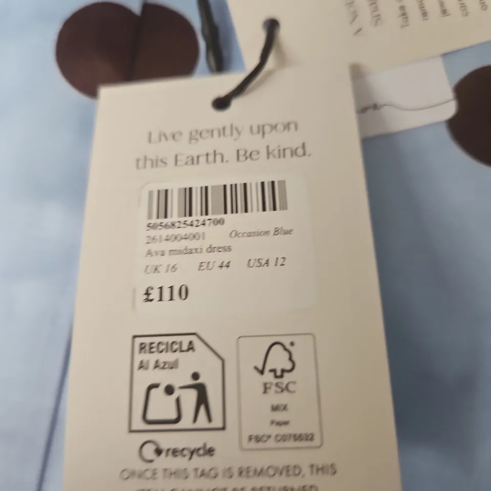 NOBODY'S CHILD BLUE POLKA DOT MAXI DRESS, UK 16 