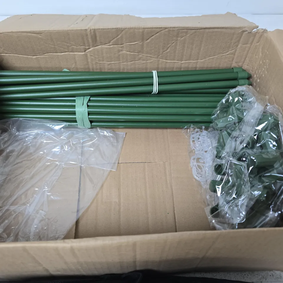 GARDEN STRUCTURE KIT FOR GROWING VEGETABLES WITH GREEN METAL FRAME AND MESH COVER – BOXED