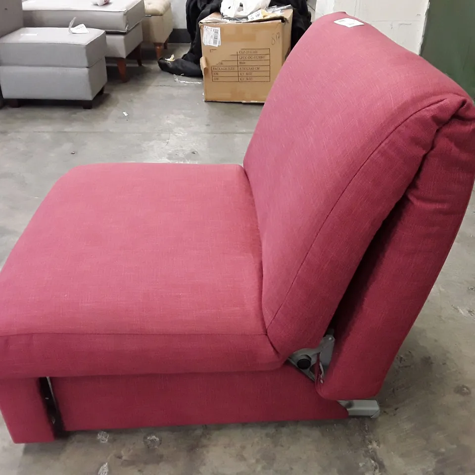 QUALITY DESIGNER APPLEY 1 SEATER SOFA BED - CRANBERRY FABRIC