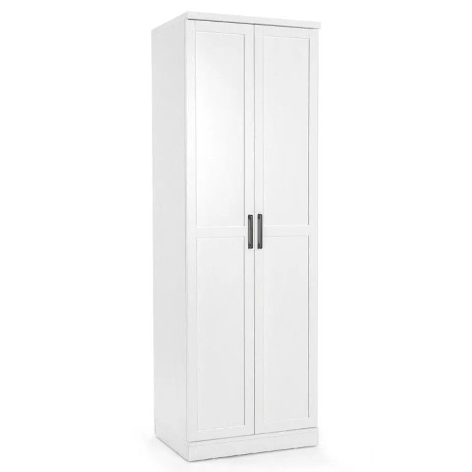 BOXED COSTWAY 70 INCH FREESTANDING STORAGE CABINET WITH 2 DOORS AND 5 SHELVES - WHITE (1 BOX)