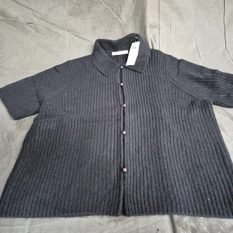 ABERCROMBIE & FITCH SHORT SLEEVE KNIT CARDIGAN IN BLACK SIZE L