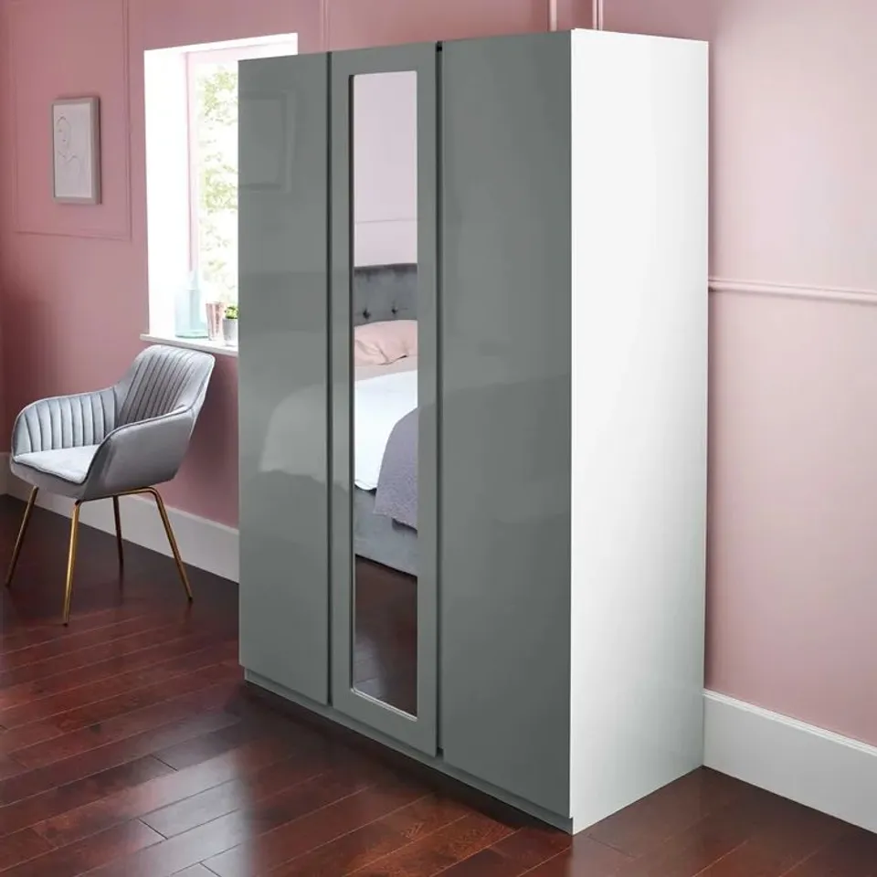 BOXED HANTSPORT 3 DOOR WARDROBE - WHITE (3 BOXES)