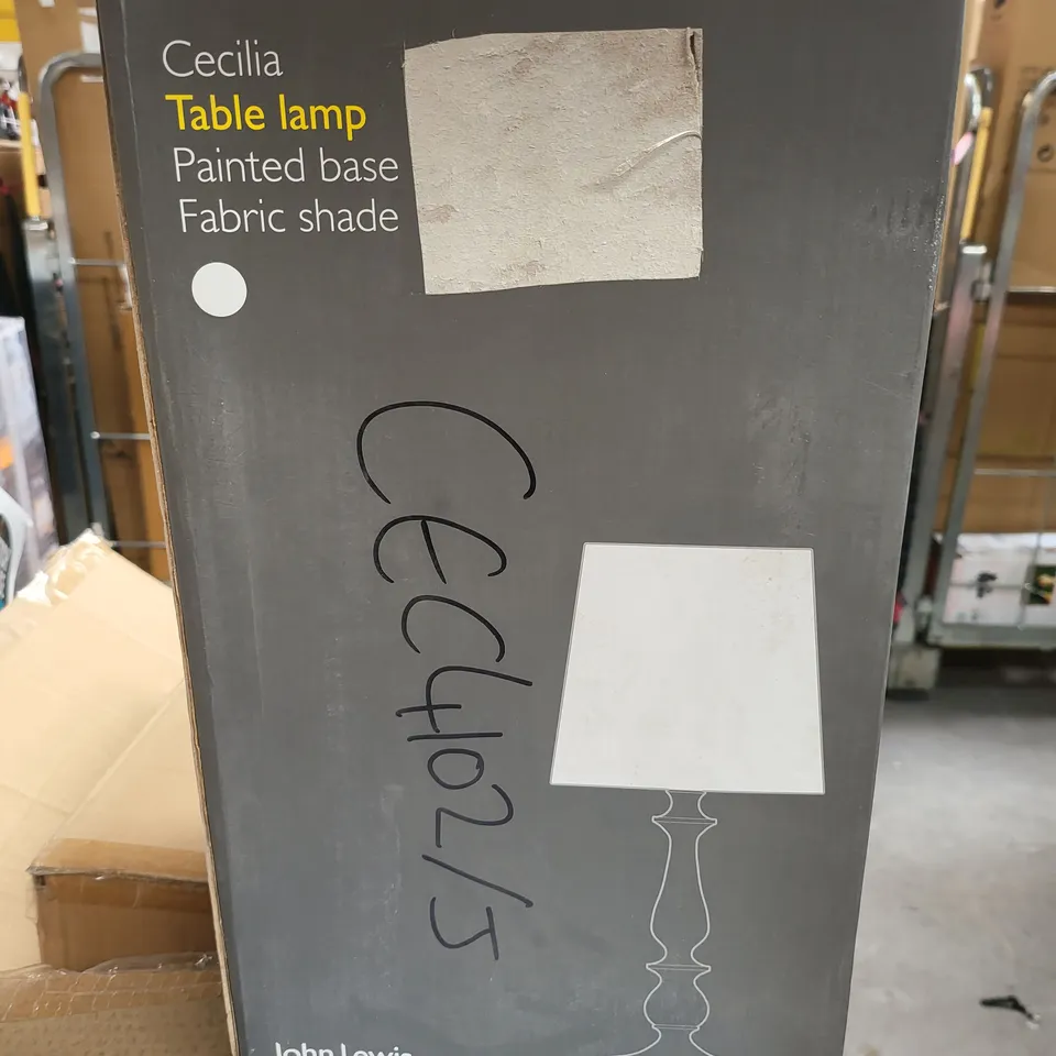JOHN LEWIS CECILIA TABLE LAMP - PAINTED BASE/FABRIC SHADE