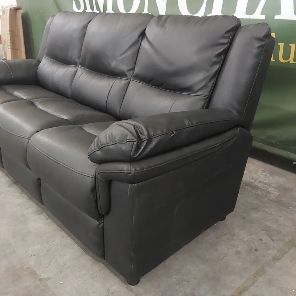 QUALITY DESIGNER ALBION STATIC FAUX LEATHER 3 SEATER SOFA - BLACK