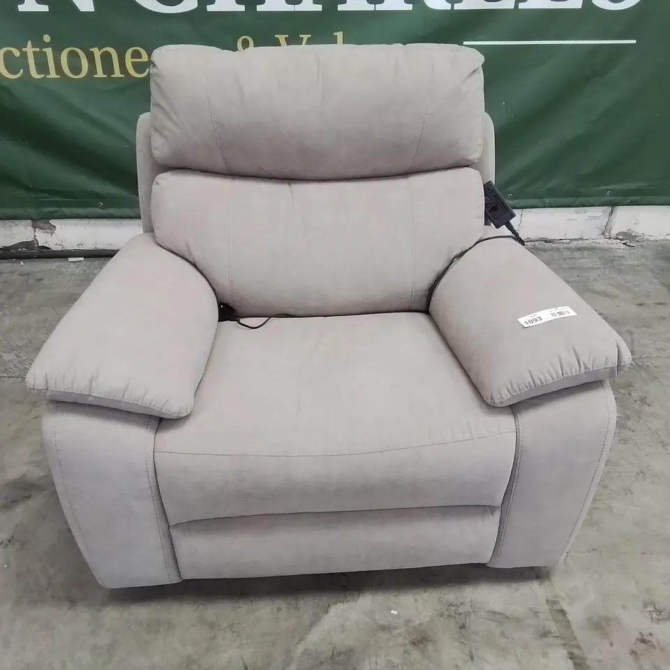 QUALITY ITALIAN DESIGNER PATRIZIO POWER RECLINING EASY CHAIR FAWN FABRIC