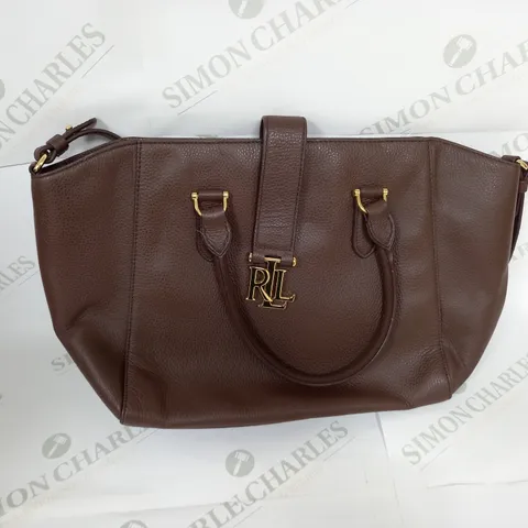 WOMENS RALPH LAUREN BROWN LEATHER BAG