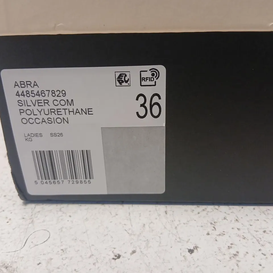 KG KURT GEIGER SILVER HEELED SANDALS – WOMEN'S, UK 3.5 (EU 36) – BOXED