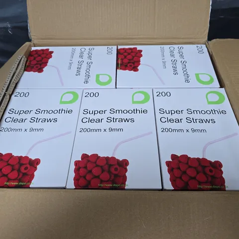 25 X 200 SUPER SMOOTHIE CLEAR STRAWS 9MM X 250MM 