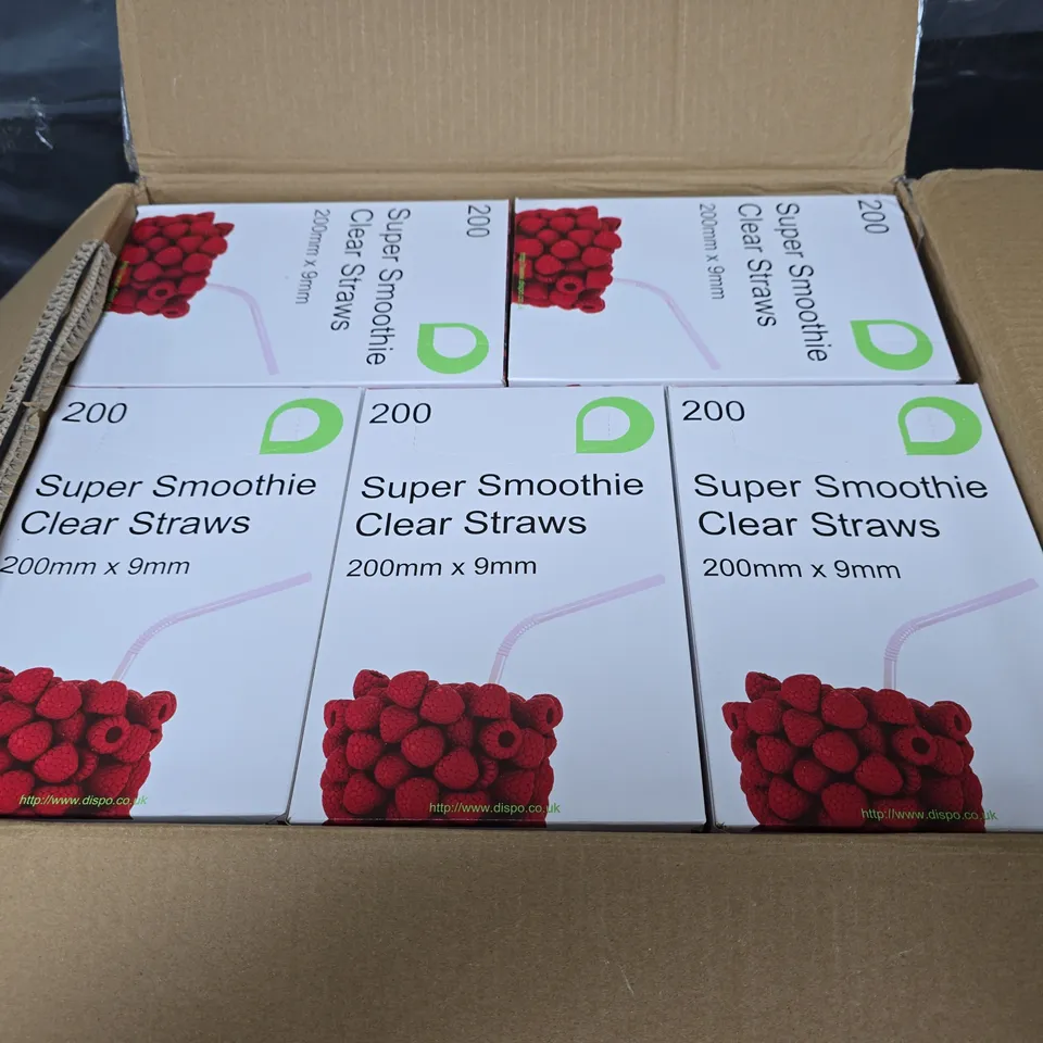 25 X 200 SUPER SMOOTHIE CLEAR STRAWS 9MM X 250MM 