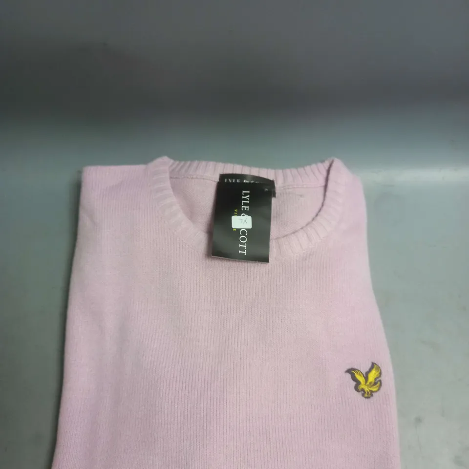 LYLE & SCOTT VINTAGE KNIT CREW NECK PULLOVER IN PINK SIZE XL