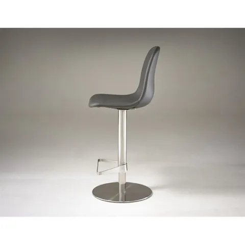 BOXED ZARAGOSA BARSTOOL - DARK GREY PU LEATHER WITH STEEL GREY BASE 