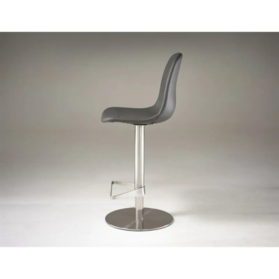 BOXED ZARAGOSA BARSTOOL - DARK GREY PU LEATHER WITH STEEL GREY BASE 