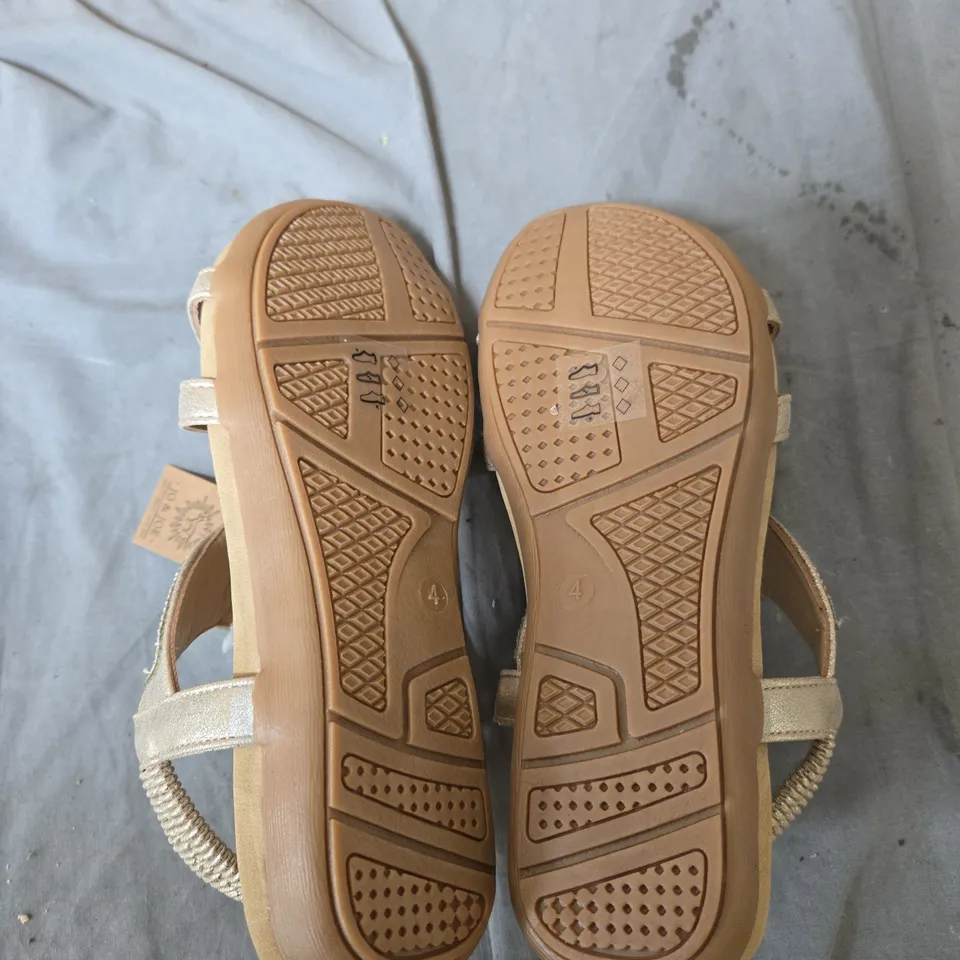 WOMEN'S BEADED SANDALS – GOLD-TONE EMBELLISHED, UK SIZE 4 JO AND JOE BRAND 