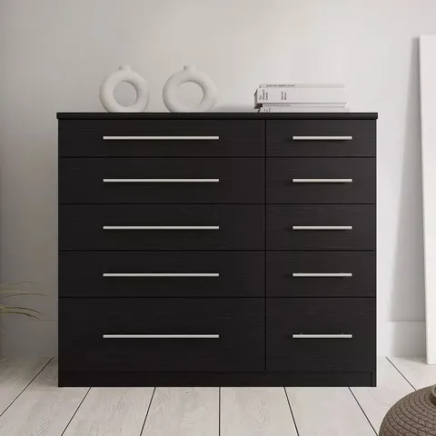 BOXED PRAGUE 5 + 5 GRADUATED CHEST OF DRAWERS - BLACK ASH (2 BOXES)