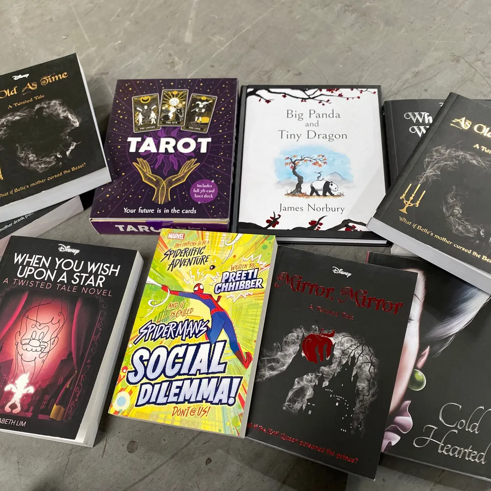 BOX OF APPROXIMATELY 10 ASSORTED ITEMS TO INCLUDE: SOCIAL DILEMMA, WHEN YOU WISH UPON A STAR, TAROT