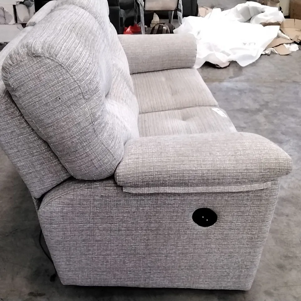QUALITY BRITISH DESIGNER G PLAN MANUFACTURED STRATFORD 2 SEATER ELECTRIC RECLINER DBL SOFA - LOOM SHALE FABRIC 