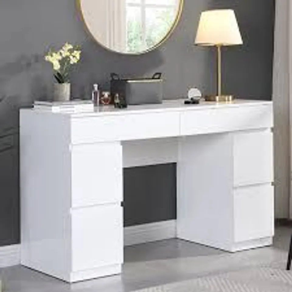 BOXED JENSON WHITE HIGH GLOSS DRESSING TABLE (2 BOXES)
