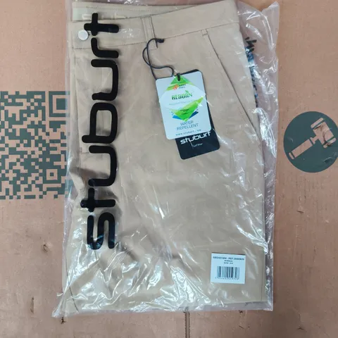 BAGGED STUBURT GOLF WEAR SPARROW SHORTS IN SAND SIZE 34