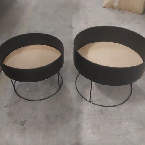 BOXED SET OF 2 METAL PLANT STAND 45CM AND 35CM BLACK