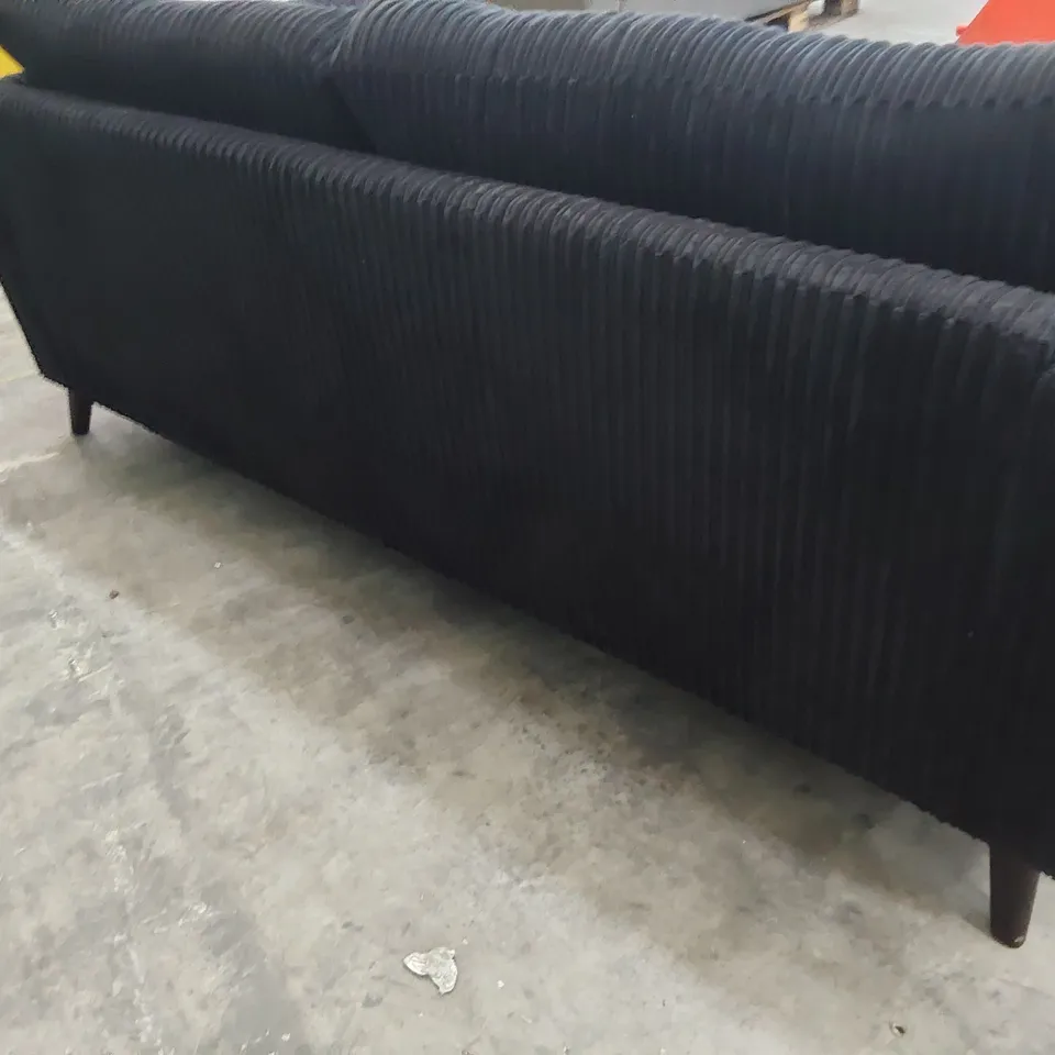DESIGNER THREE SEATER SOFA BLACK JUMBO CHORD 