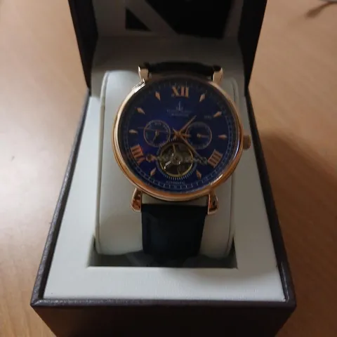 SAMUEL JOSEPH AUTOMATIC LIMITED EDITION ROSE GOLD BLUE WATCH – BOXED