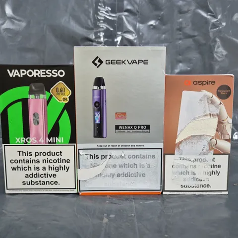 BOX OF APPROXIMATELY 20 ASSORTED VAPING ITEMS AND PRODUCTS TO INCLUDE VAPORESSO, ASPIRE, ETC