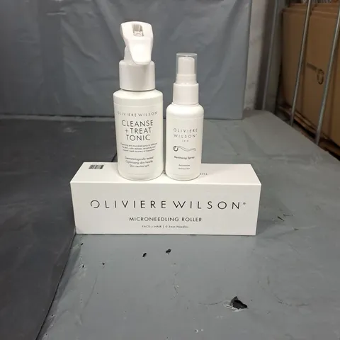 LOT OF 5 OLIVIERE WILSON MICRONEEDLING, CLEANSE AND TREAT TONIC AND SANITISING SPRAY