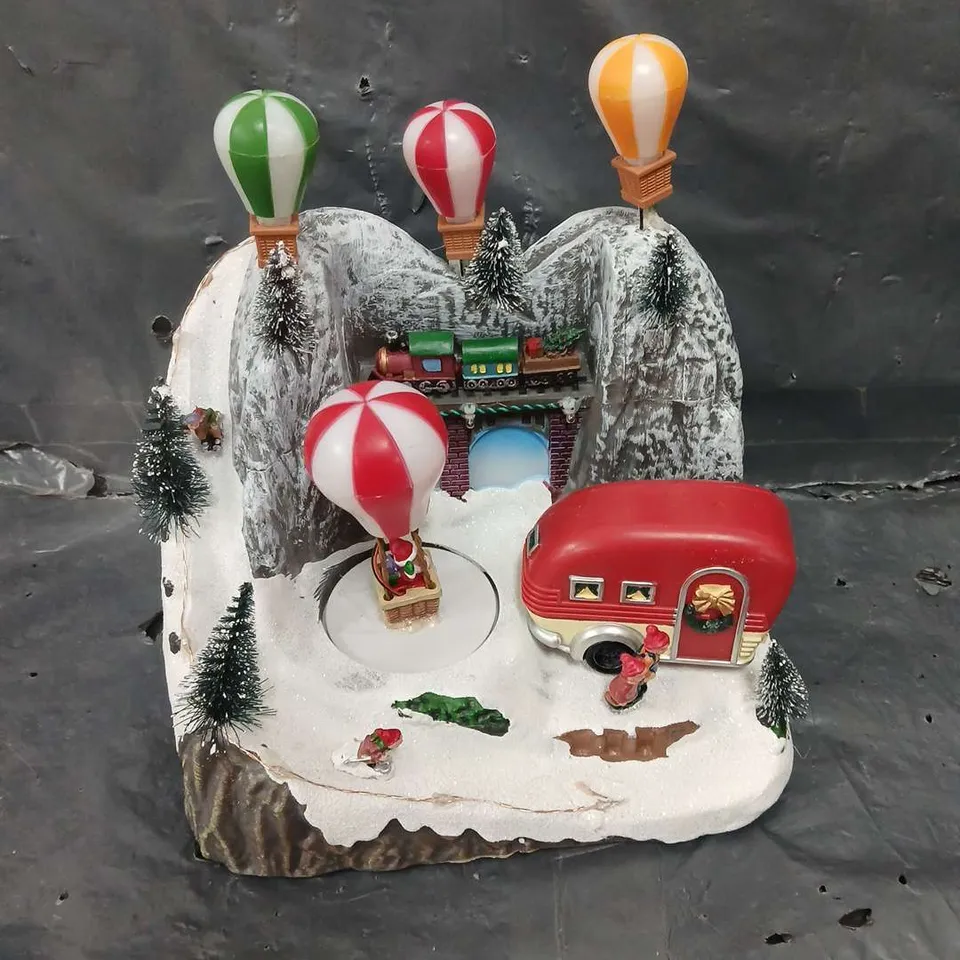 BOXED FESTIVE 23 CM LIT BALLOON VILLAGE CHRISTMAS SCENE DECORATION