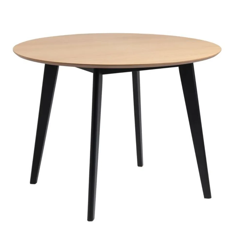 BOXED ROXBY ROUND DINING TABLE IN OAK & BLACK (1 BOX)