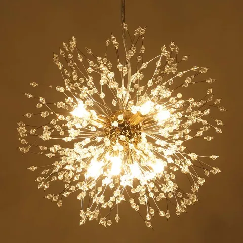 BOXED DANDELION 8 LIGHT CRYSTAL STARBURST CEILING LIGHT SPUTNIK FLUSH (1 BOX)