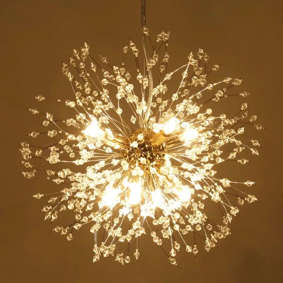 BOXED DANDELION 8 LIGHT CRYSTAL STARBURST CEILING LIGHT SPUTNIK FLUSH (1 BOX)