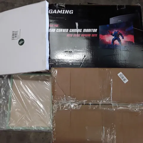 PALLET TO CONTAIN AN ASSORTMENT OF HOUSEHOLD ITEMS TO INCLUDE GAMING MONITORS, DART BOARS, BLENDERS AND PICTURE FRAMES ECT