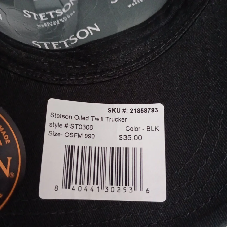 STETSTON OILED TWILL TRUCKER BLACK CAP