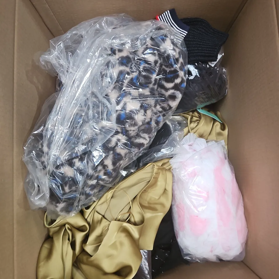 APPROXIMATELY 20 ASSORTED CLOTHING PRODUCTS IN VARIOUS STYLES & SIZES TO INCLUDE PANTS, T-SHIRTS, DRESSES ETC