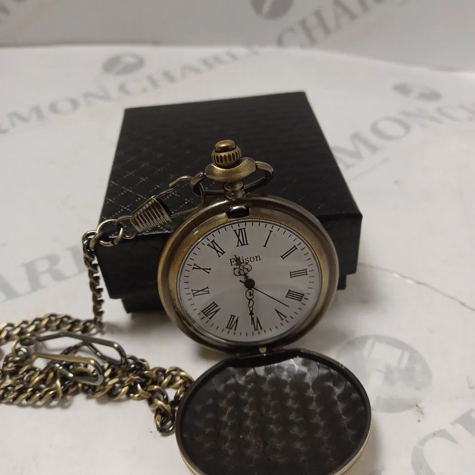 MENS EDISON POCKET WATCH WITH CHAIN IN GOLD COLOUR