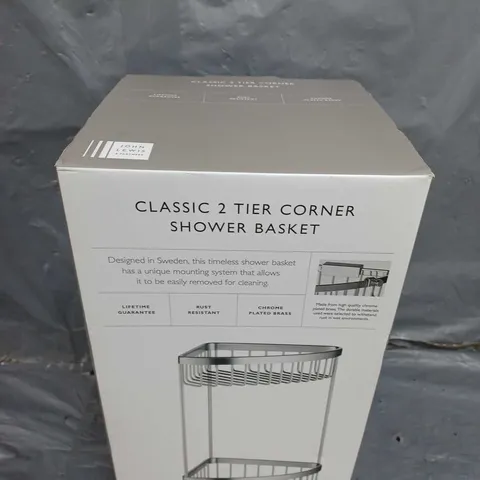 BOXED CLASSIC 2 TIER CORNER SHOWER BASKET