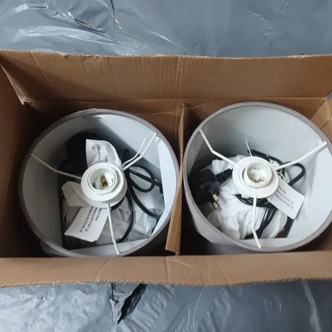 BOXED PAIR OF DRUM TOUCH TABLE LAMPS