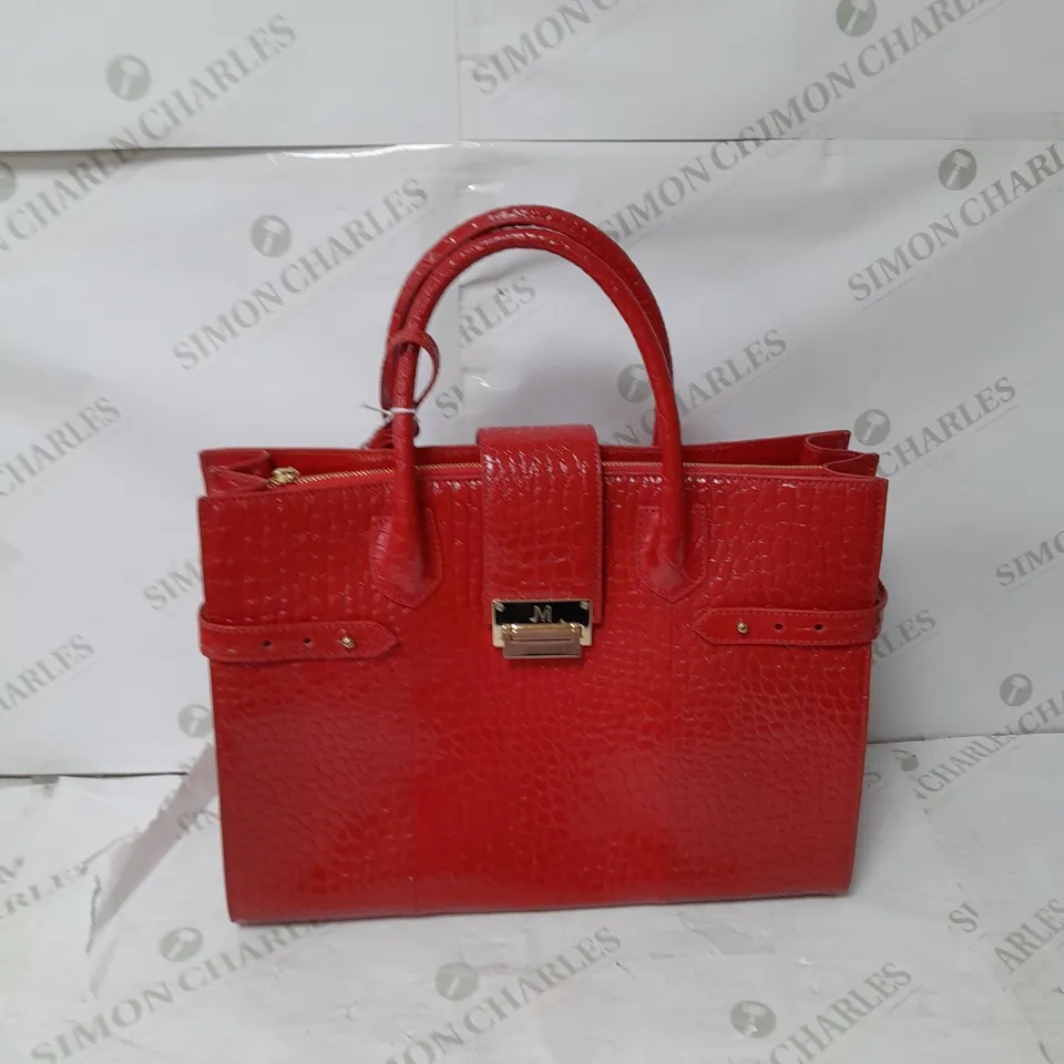 JULIEN MACDONALD FAUX SNAKESKIN HANDBAG IN RED WITH GOLD DETAILS