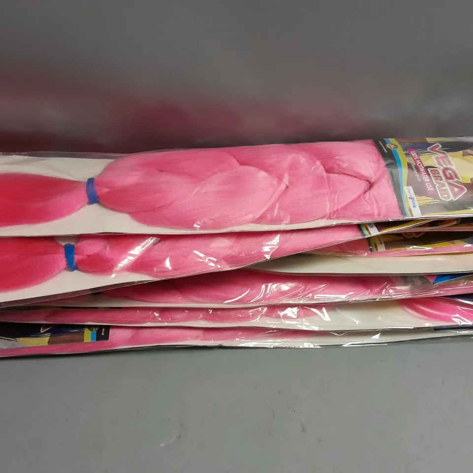 LOT OF APPROX 10 OLIVIA COLLECTION VEGA BRAID PINK LONG WIGS