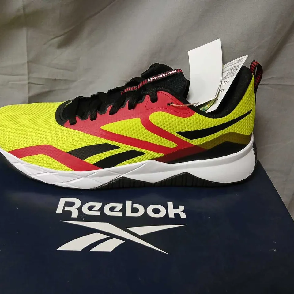 REEBOK NFX TRAINER MEN'S SHOES – NEON YELLOW/BLACK/RED, UK 11.5