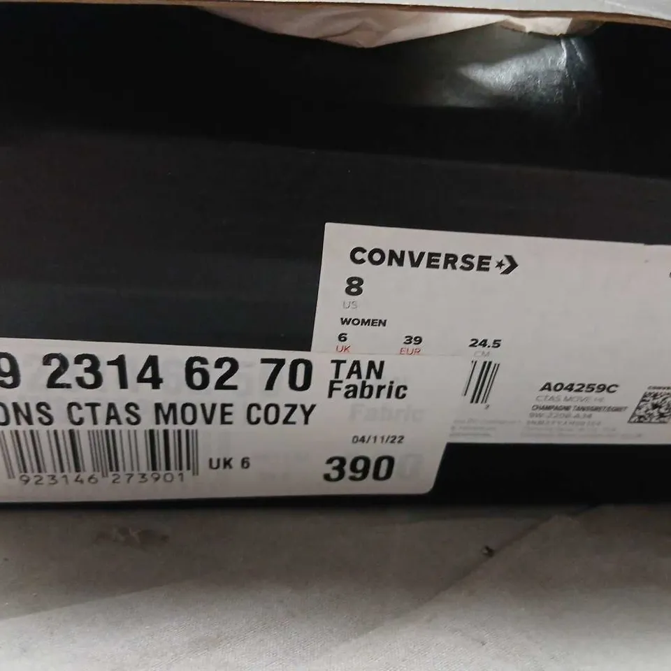 CONVERSE CHUCK TAYLOR ALL STAR MOVE COZY HIGH-TOP SNEAKERS – TAN FABRIC, UK 6 (US 8) – WOMEN