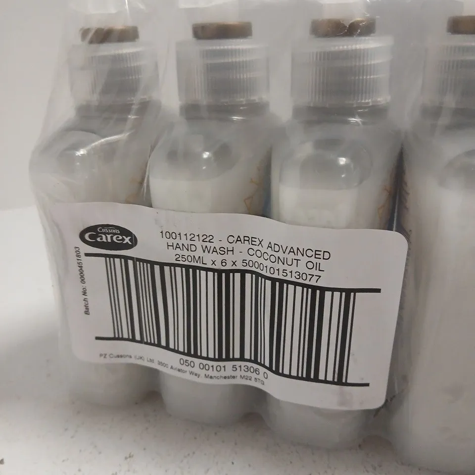 CAREX ADVANCED HAND WASH - COCONUT OIL, 6 X 250ML