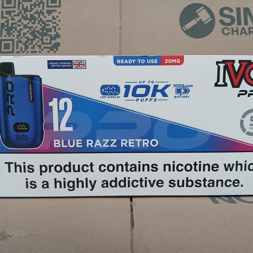 IVG PRO 12 BLUE RAZZ RETRO VAPES (5PCS)