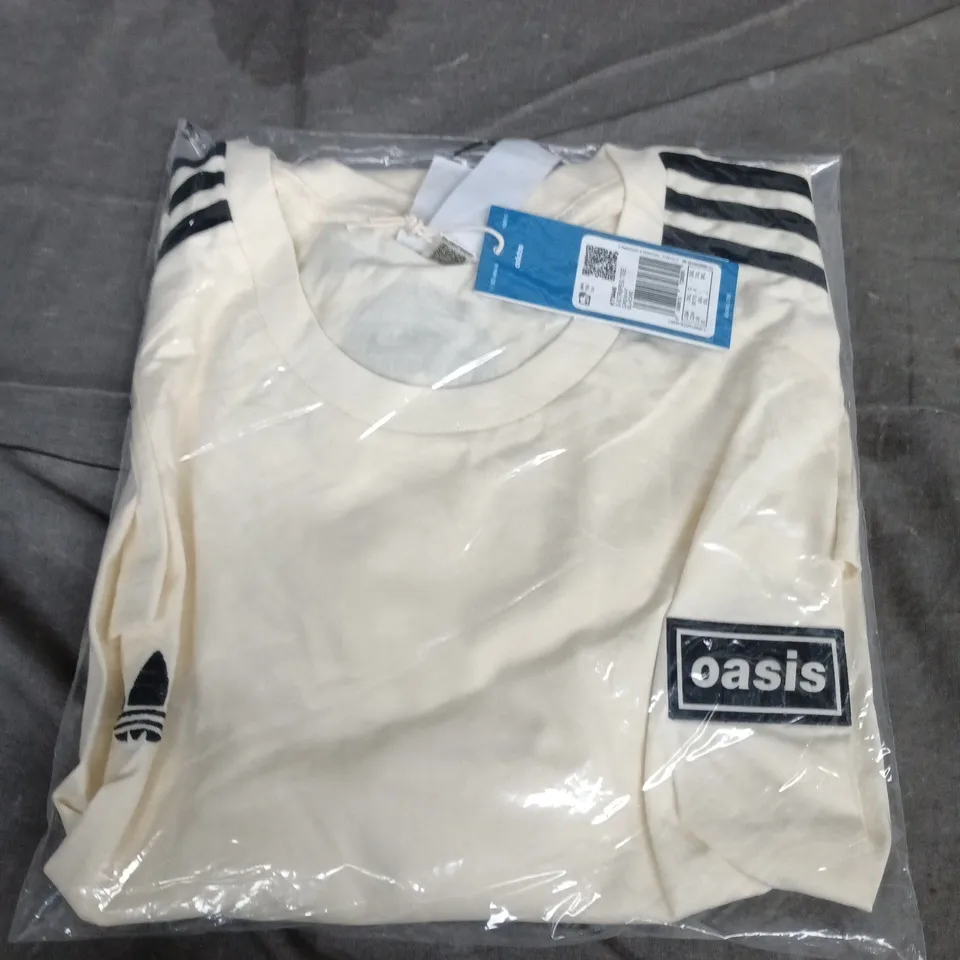 BAGGED ADIDAS OASIS 3-STRIPES TEE – CREW NECK, CREAM/OFF-WHITE, UK 3XL (US 3XL)